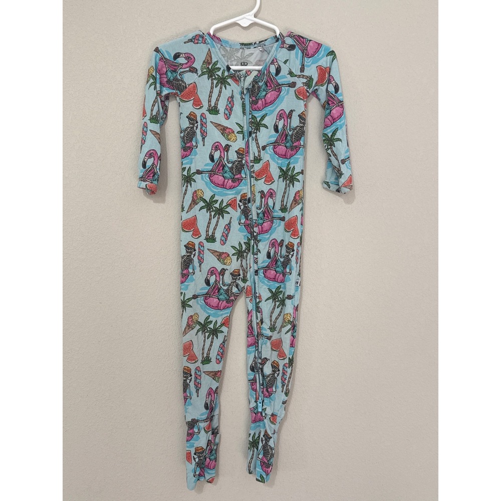 Bums & Roses Bone Chillin Bamboo Convertible Romper‎ Sleeper Zippy 18-24 Months
